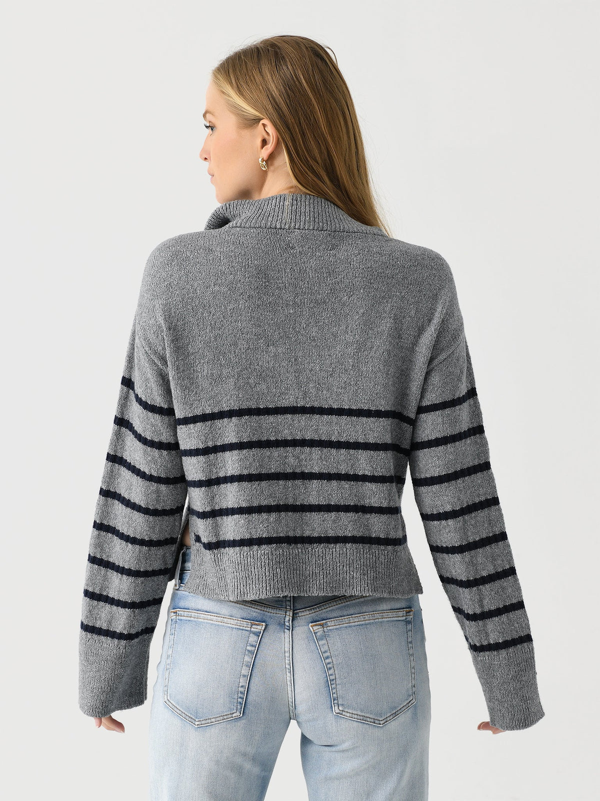 Matthew Bruch Women's Quarter Zip Striped Knit Pullover