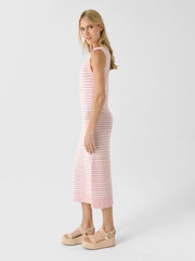 Matthew Bruch Women's Striped Mesh Tank Midi Dress