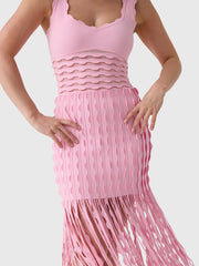 Simkhai Women's Brionne Scalloped Knit Midi Dress