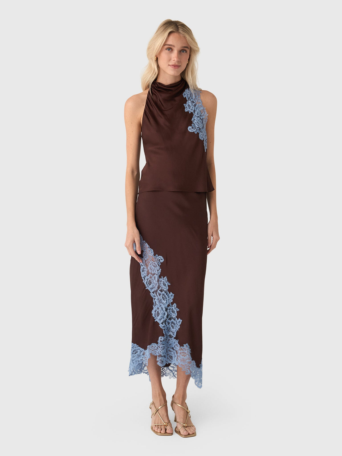 ALC Women's Olivia Satin & Lace Midi Skirt