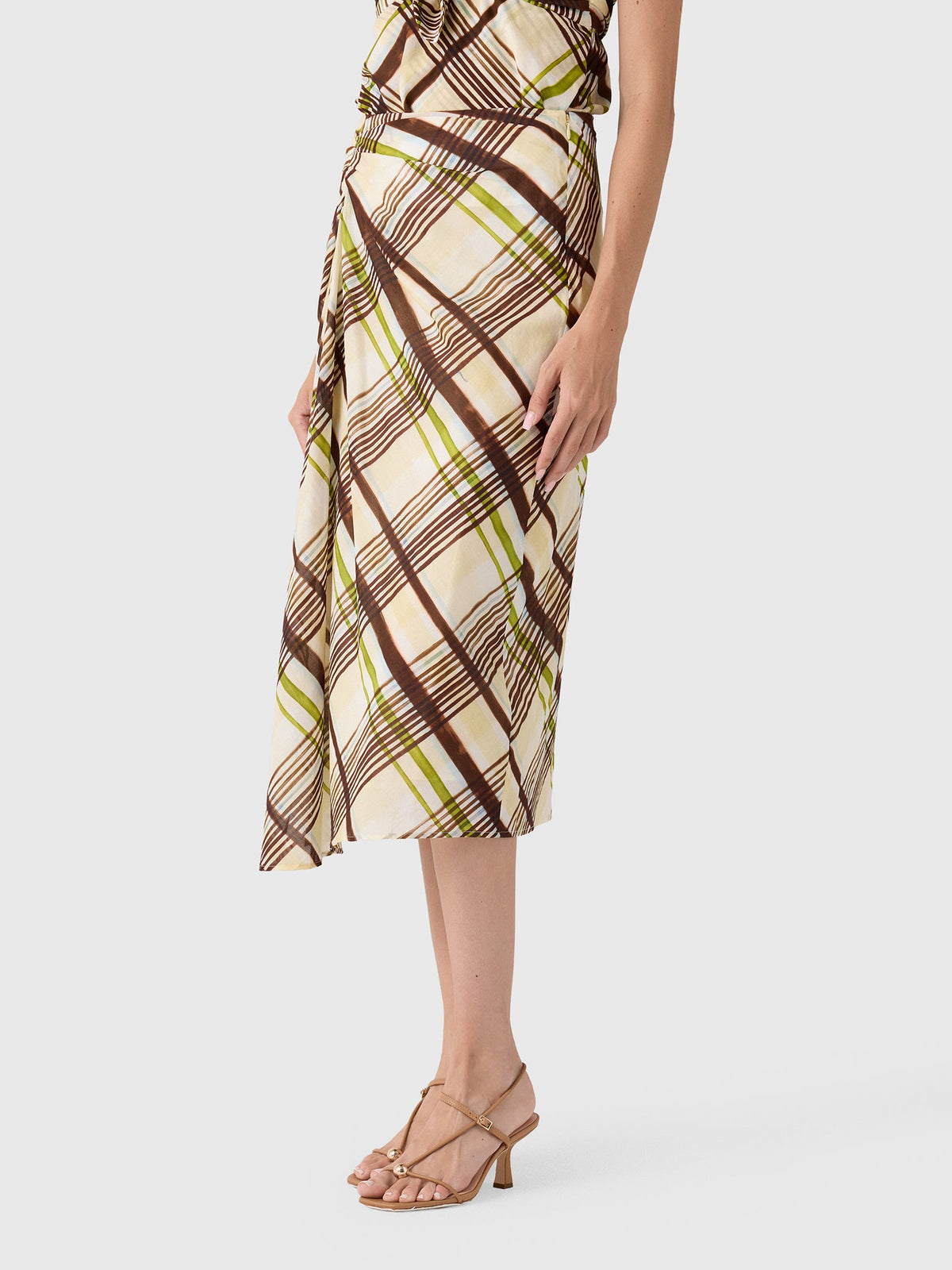 ALC Women's Jean Plaid Cotton Midi Skirt