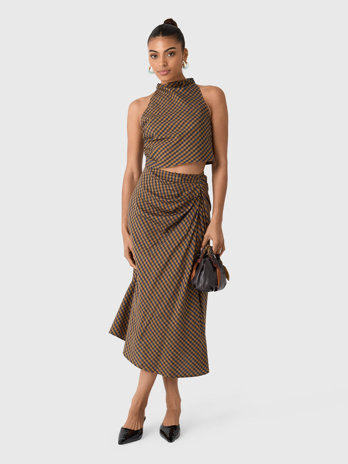 ALC Women's Jean Check Midi Skirt