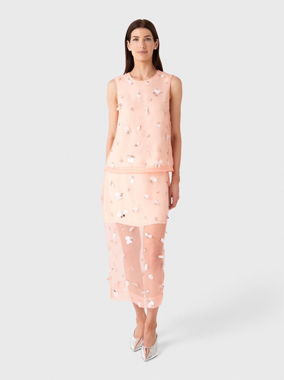Simkhai Women's Delilah Embellished Organza Midi Skirt