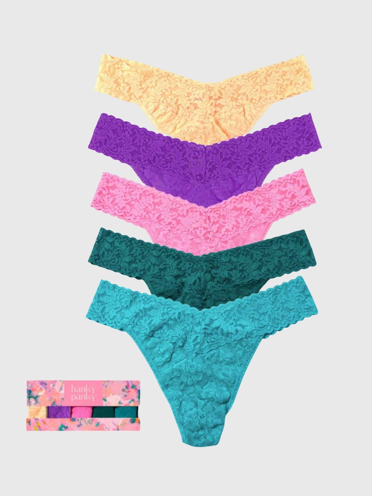 Hanky Panky Women's 5-Pack Signature Lace Original Rise Thong Set