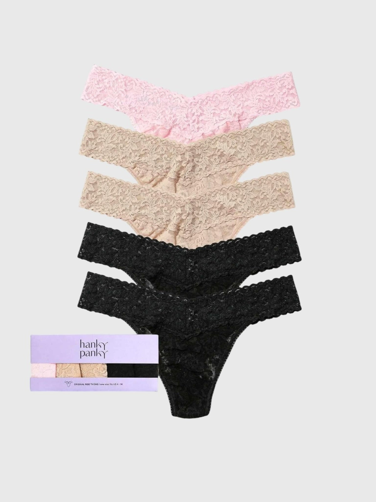 Hanky Panky Women's 5-Pack Signature Lace Original Rise Thong Set