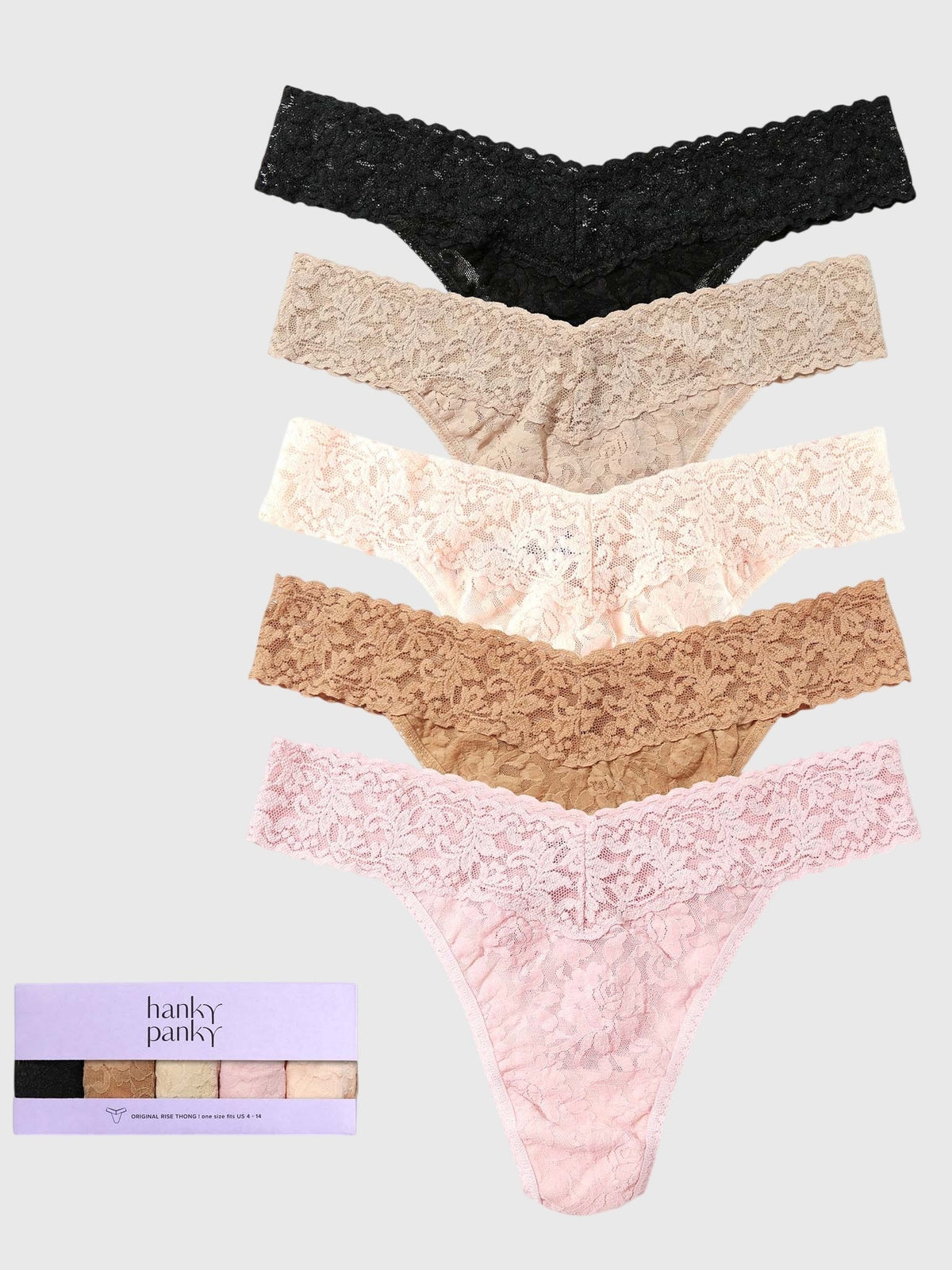 Hanky Panky Women's 5-Pack Signature Lace Low Rise Thong Set