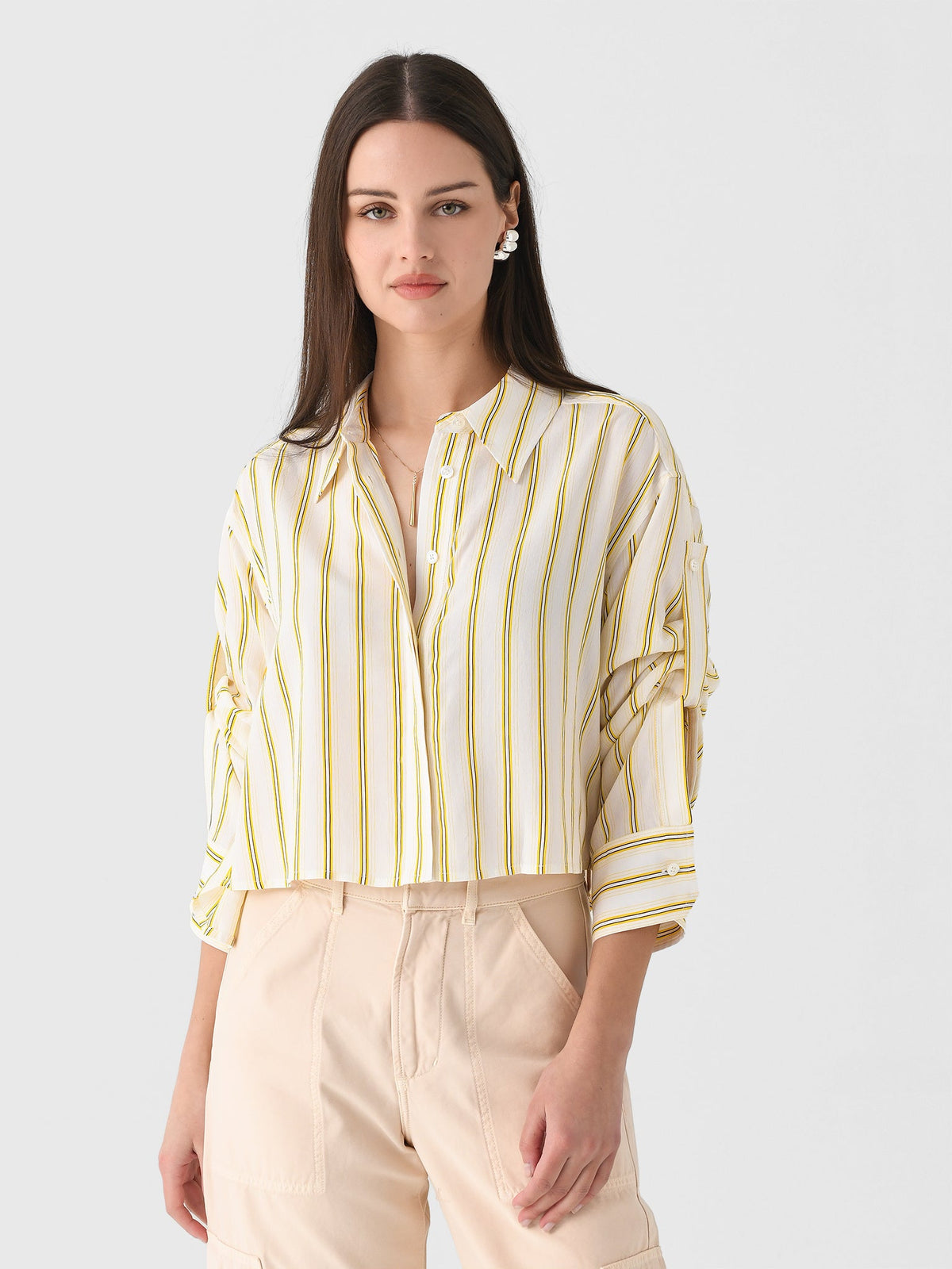 ALC Women's Maude Cropped Silk Shirt