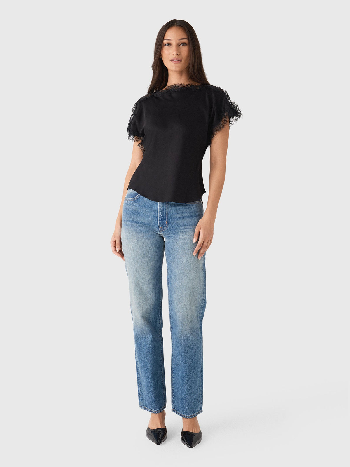 ALC Women's Luna Satin & Lace Top