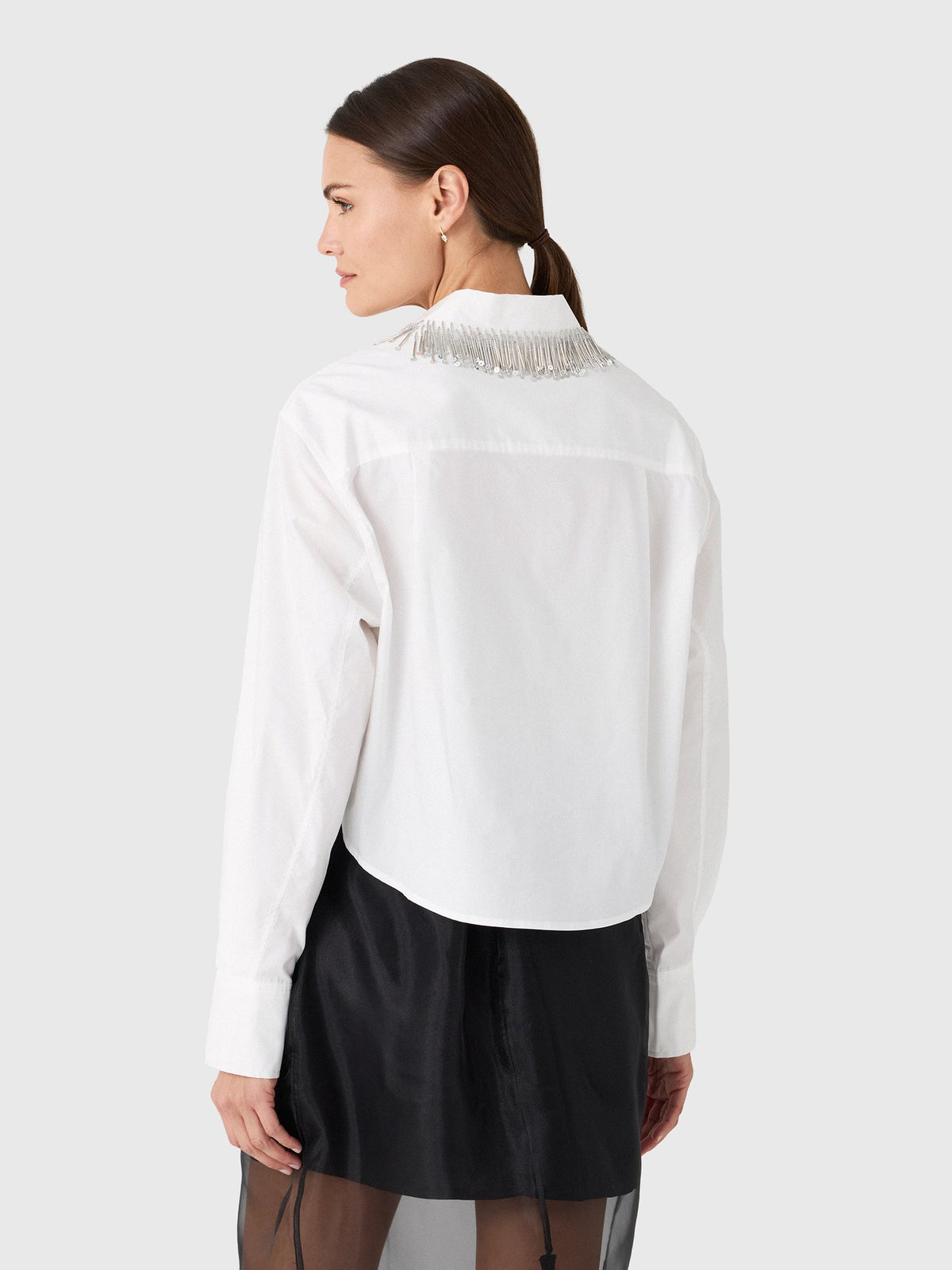 Simkhai Women's Renata Embellished Cropped Button-Down Shirt