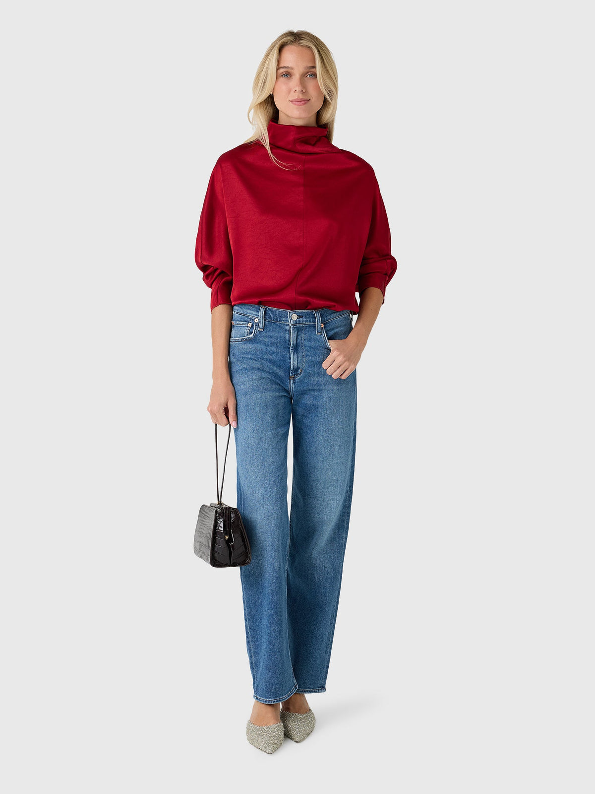 Citizens Of Humanity Women's Ilaria Draped Japanese Hammered Satin Top
