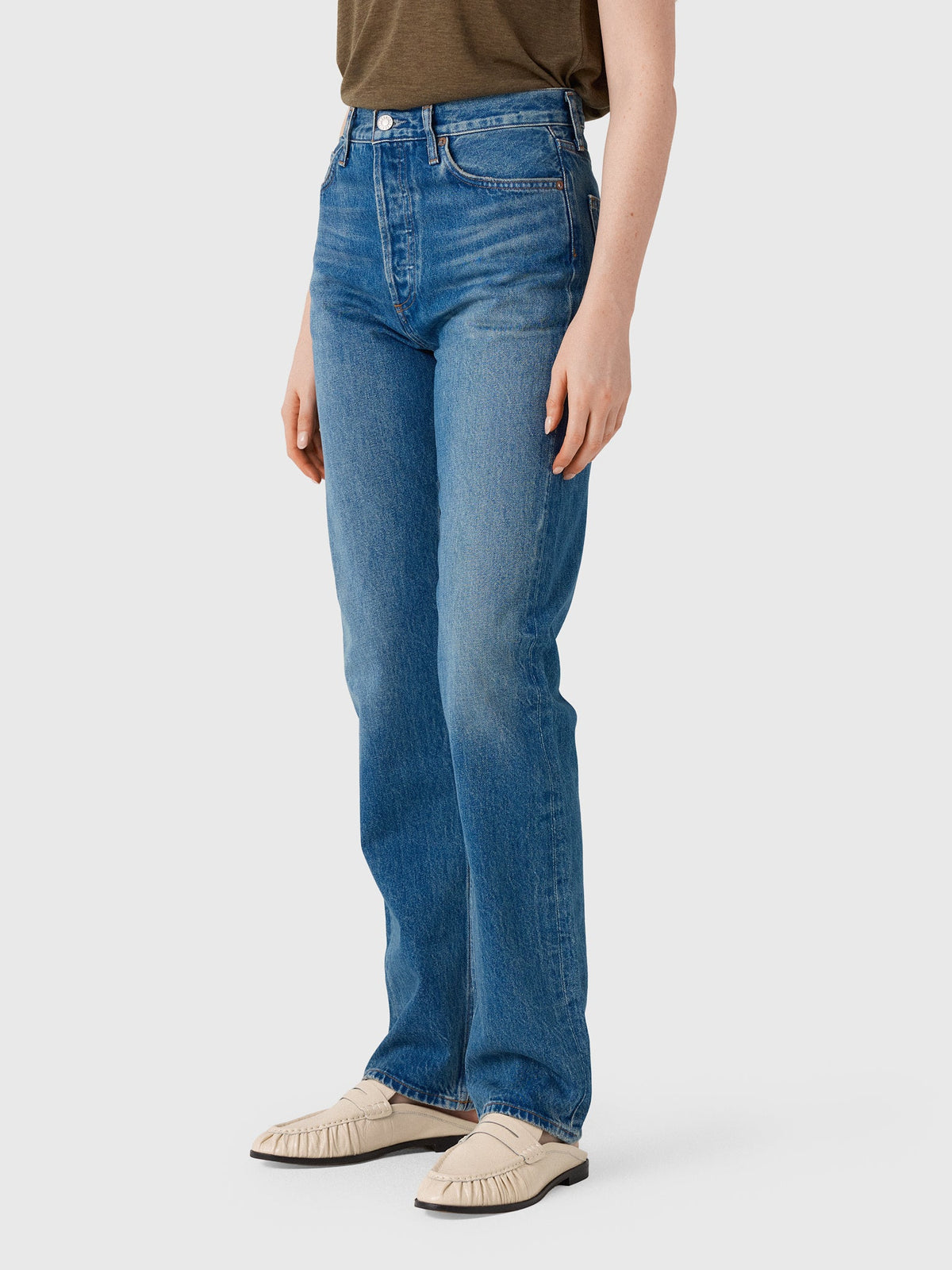 Agolde Women's 90s Pinch Waist High Rise Straight Long Jean