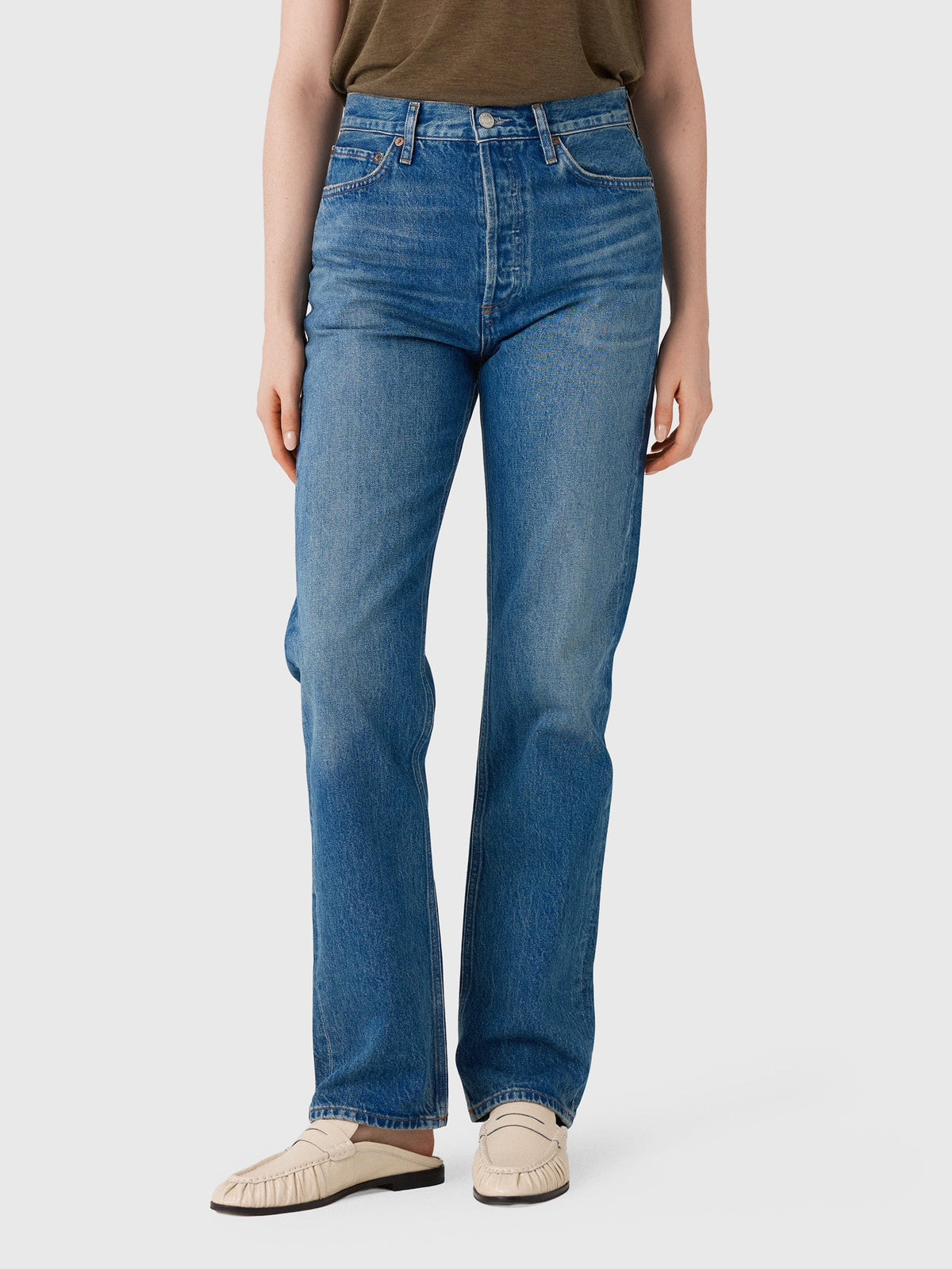 Agolde Women's 90s Pinch Waist High Rise Straight Long Jean