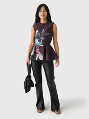 Marques Almeida Women's Flower Printed Peplum Top