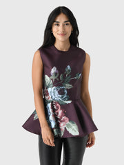 Marques Almeida Women's Flower Printed Peplum Top