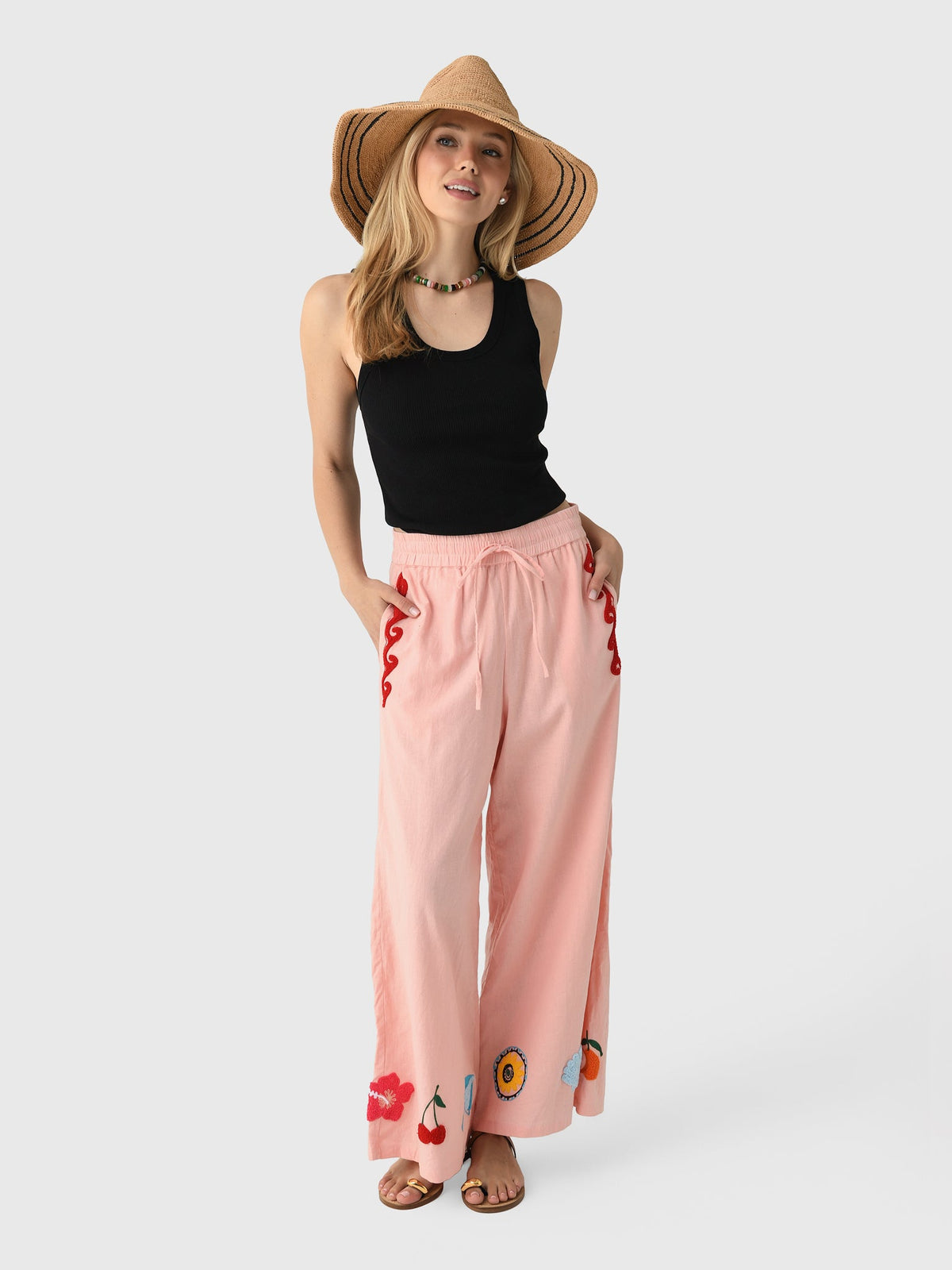 Cleonie Women's Papaya Linen Pant