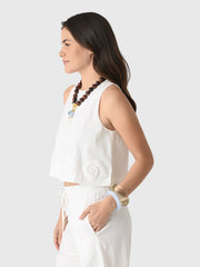 Cleonie Women's Wahine Linen Crop Top