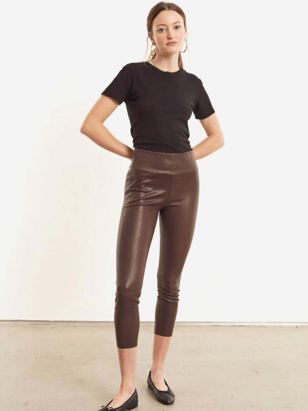 SPRWMN Women's Leather Crop Legging