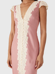 LoveShackFancy Women's Para Satin & Lace Midi Dress
