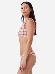 Ephemera Women's Gingham Ruffle Bikini Top
