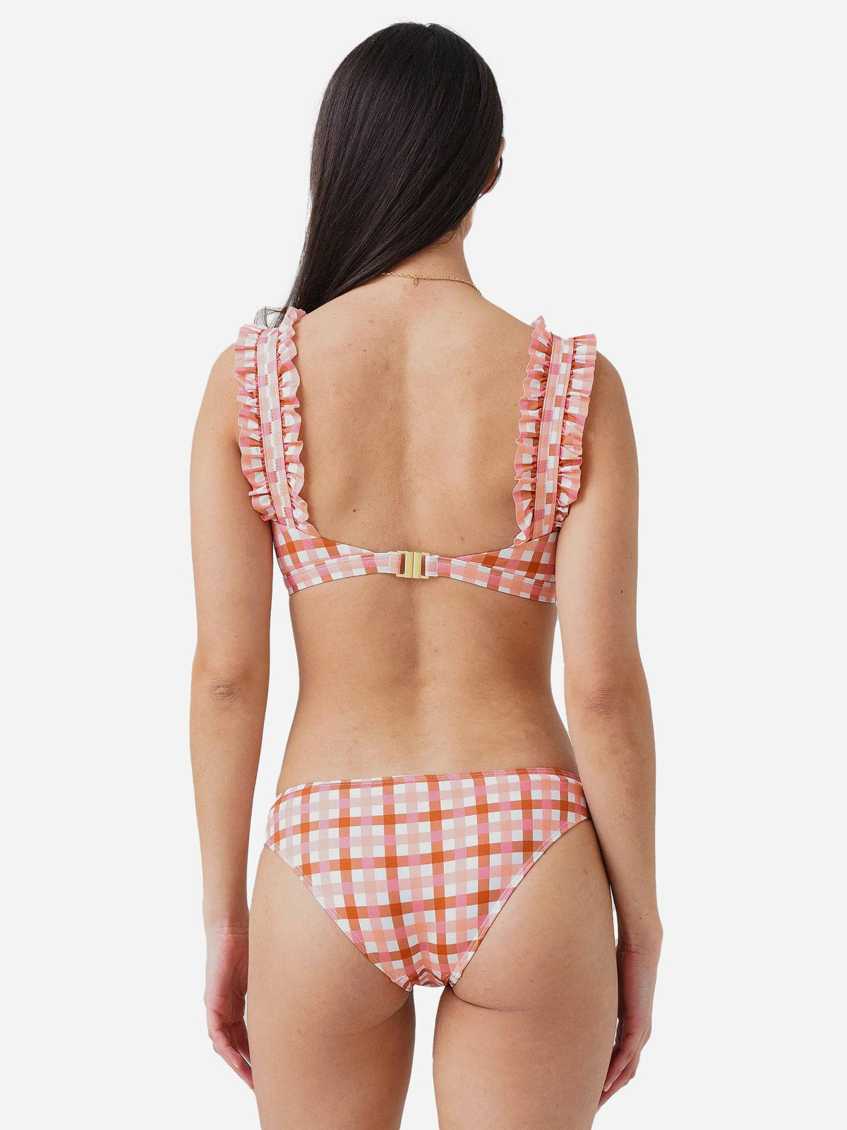 Ephemera Women's Gingham Ruffle Bikini Top