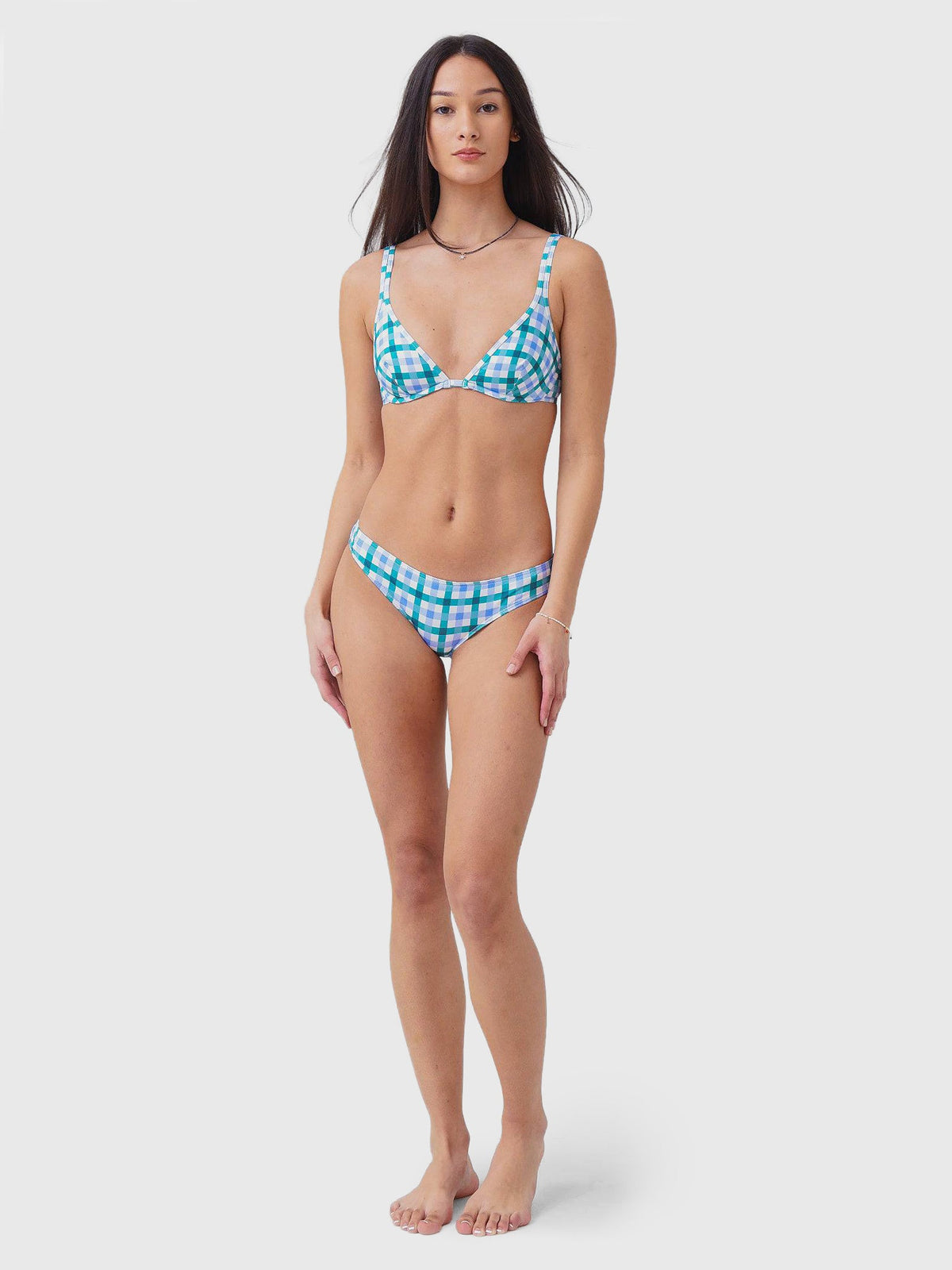 Ephemera Women's Gingham Classic Ruffle Bikini Bottom