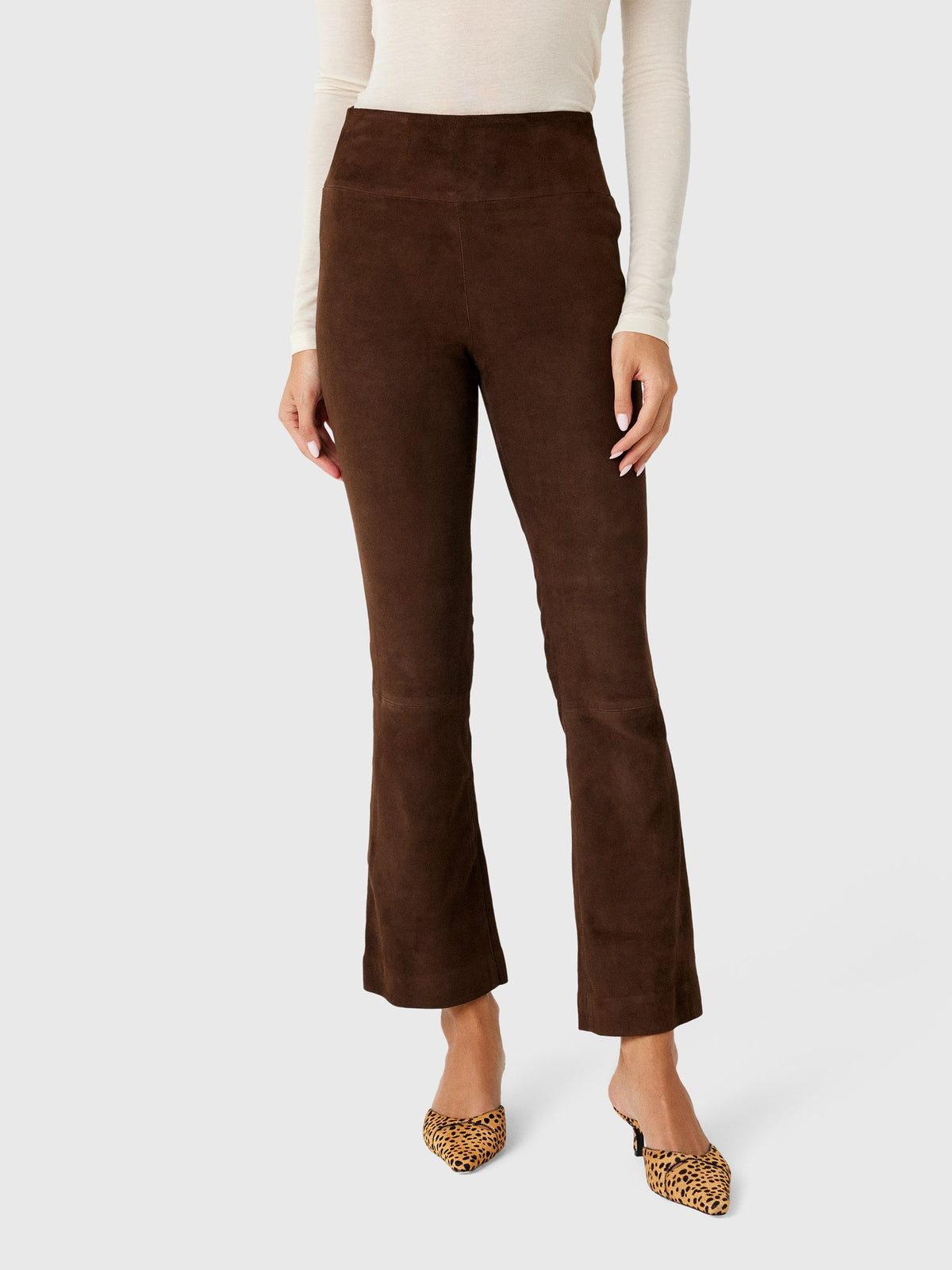 SPRWMN Women's Suede Ankle Flare Legging