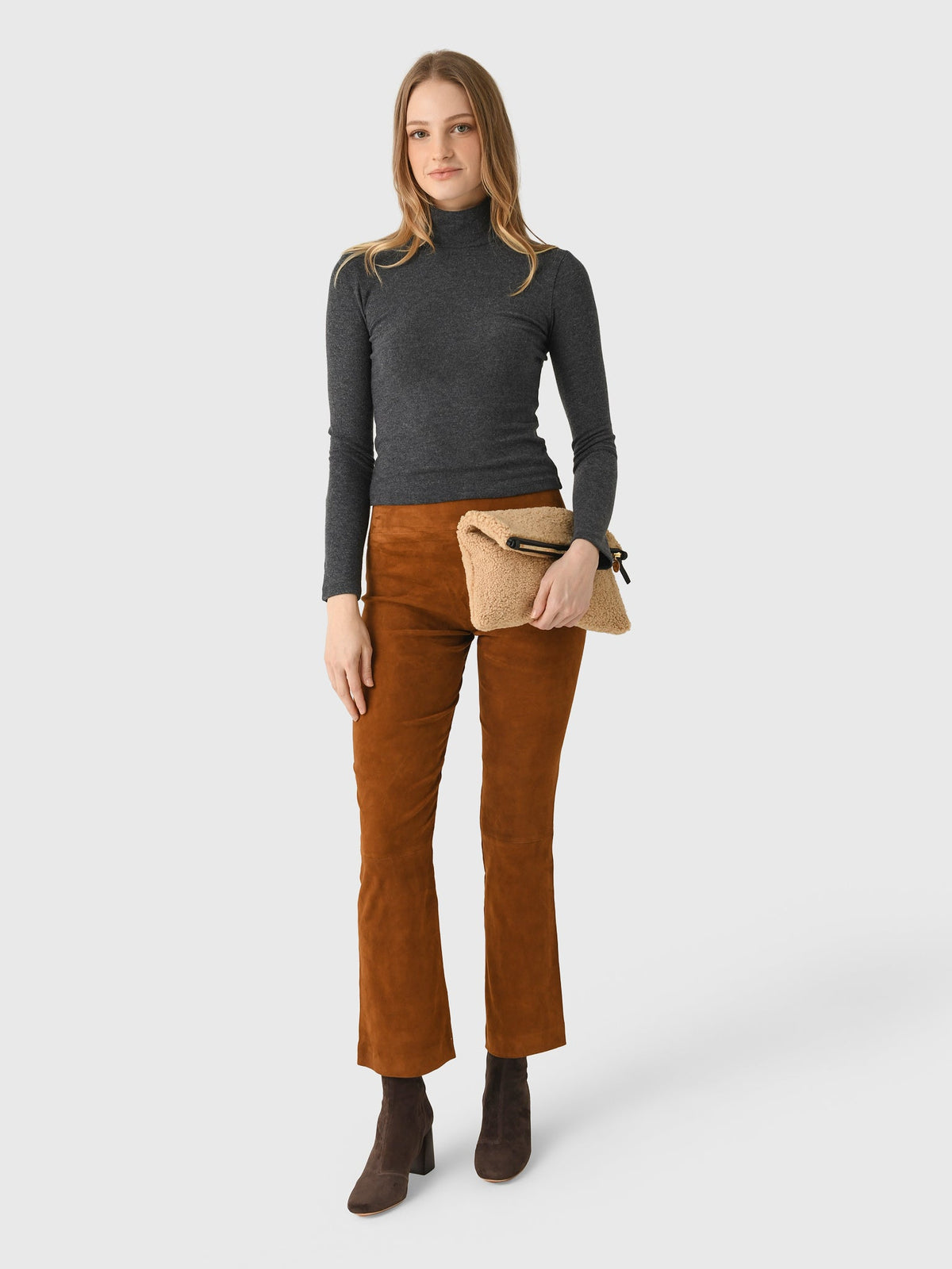 SPRWMN Women's Suede Ankle Flare Legging