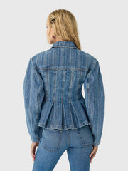 GANNI Women's Striped Denim Pleated Jacket