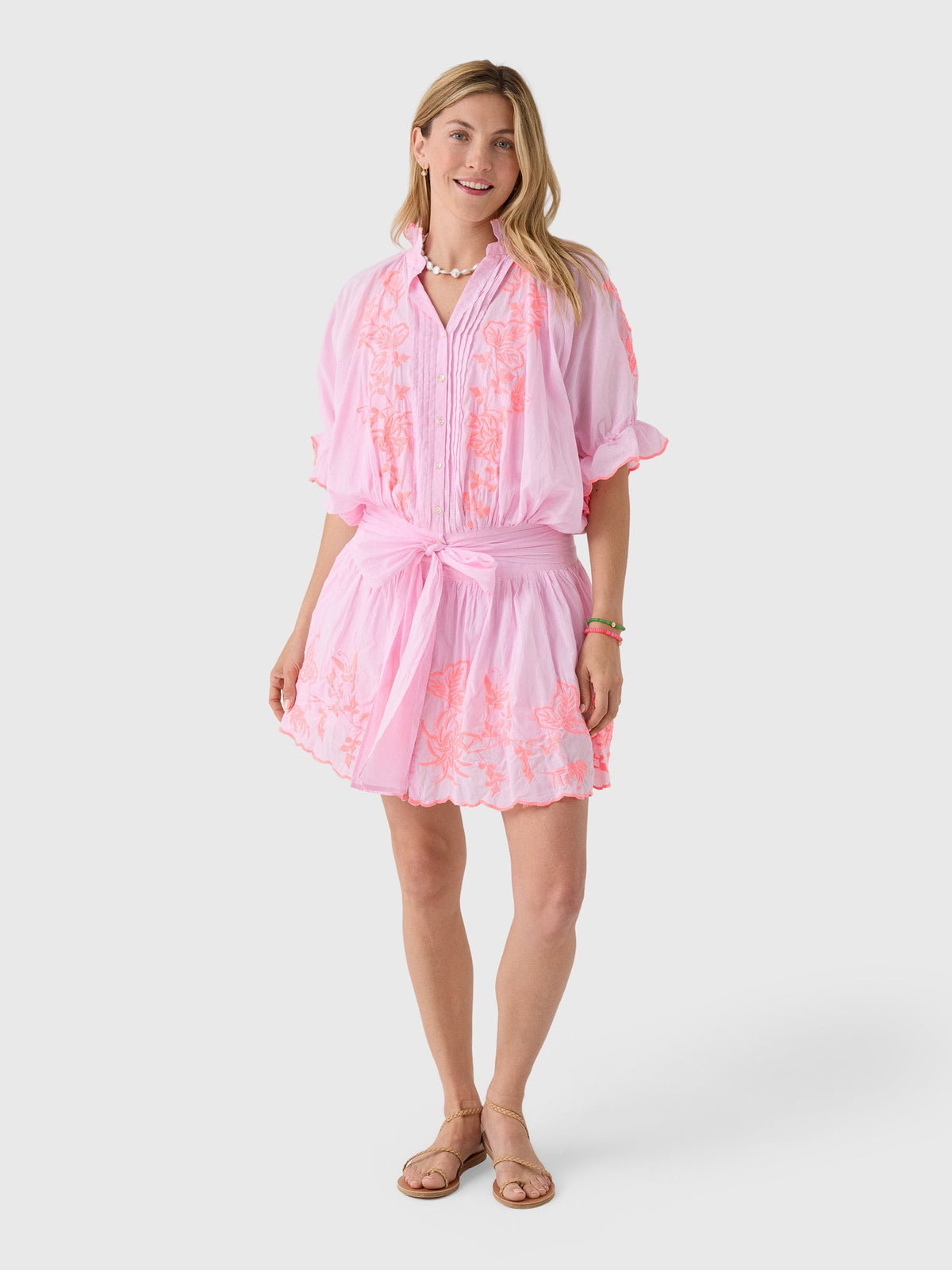 Juliet Dunn Women's Embroidered Blouson Dress