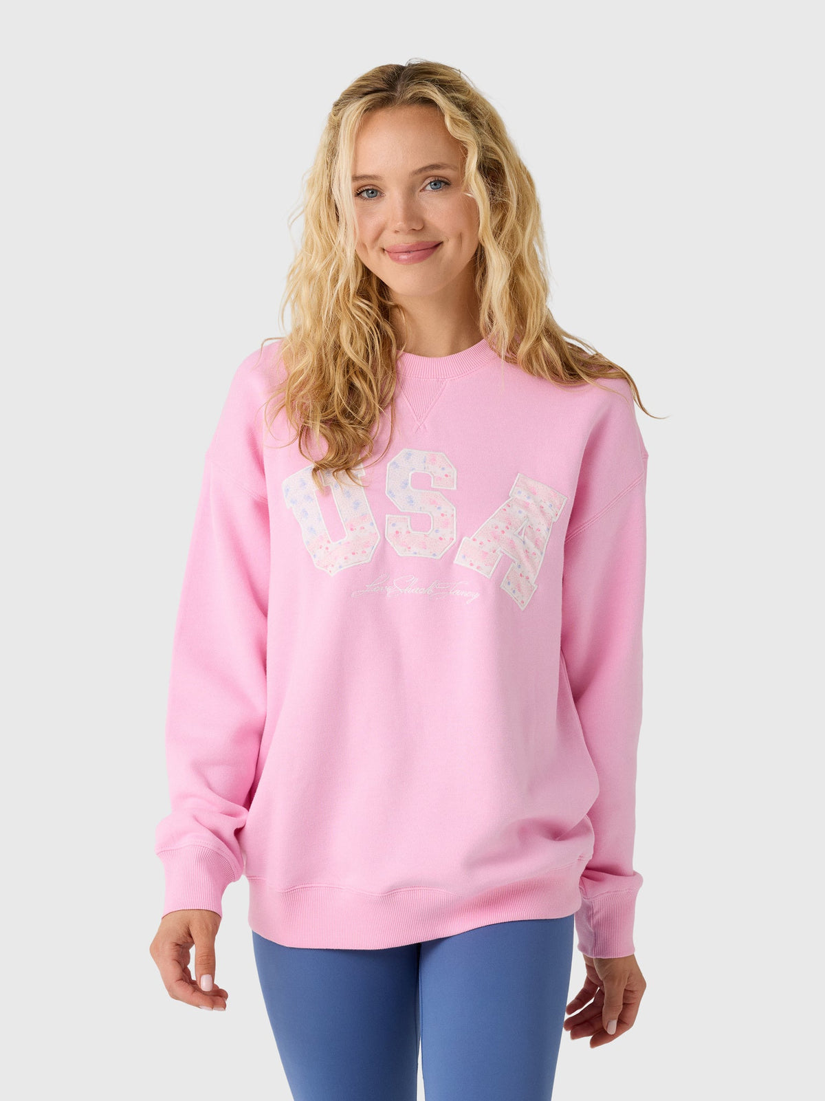 LoveShackFancy Women's Palo USA Fleece Pullover