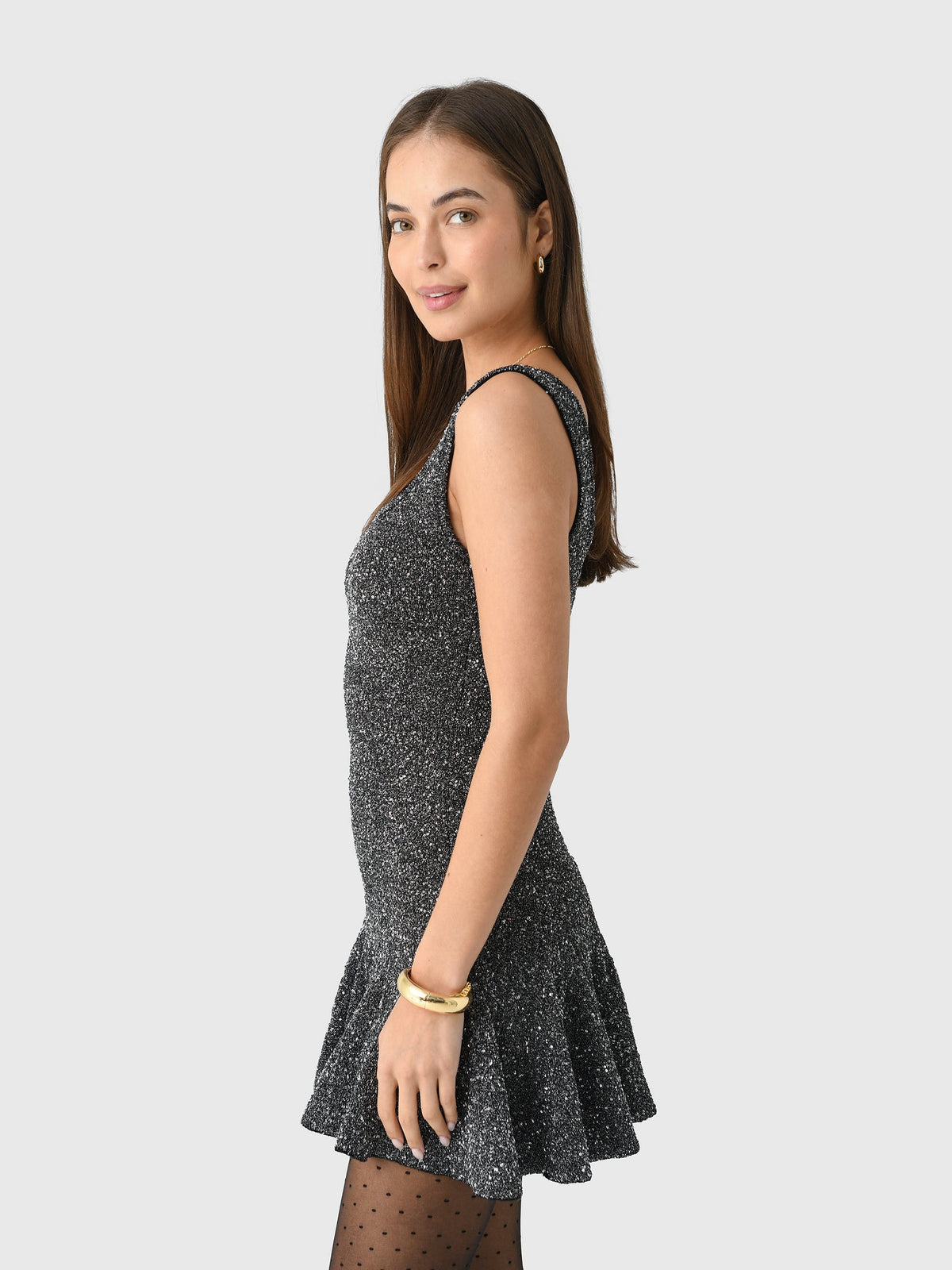 LoveShackFancy Women's Sarajane Sequin Stretch Knit Mini Dress
