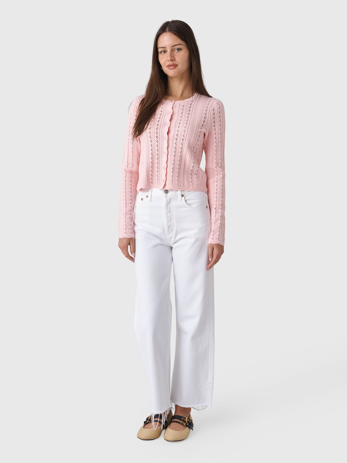 LoveShackFancy Women's Peridot Stretch Pointelle Cardigan