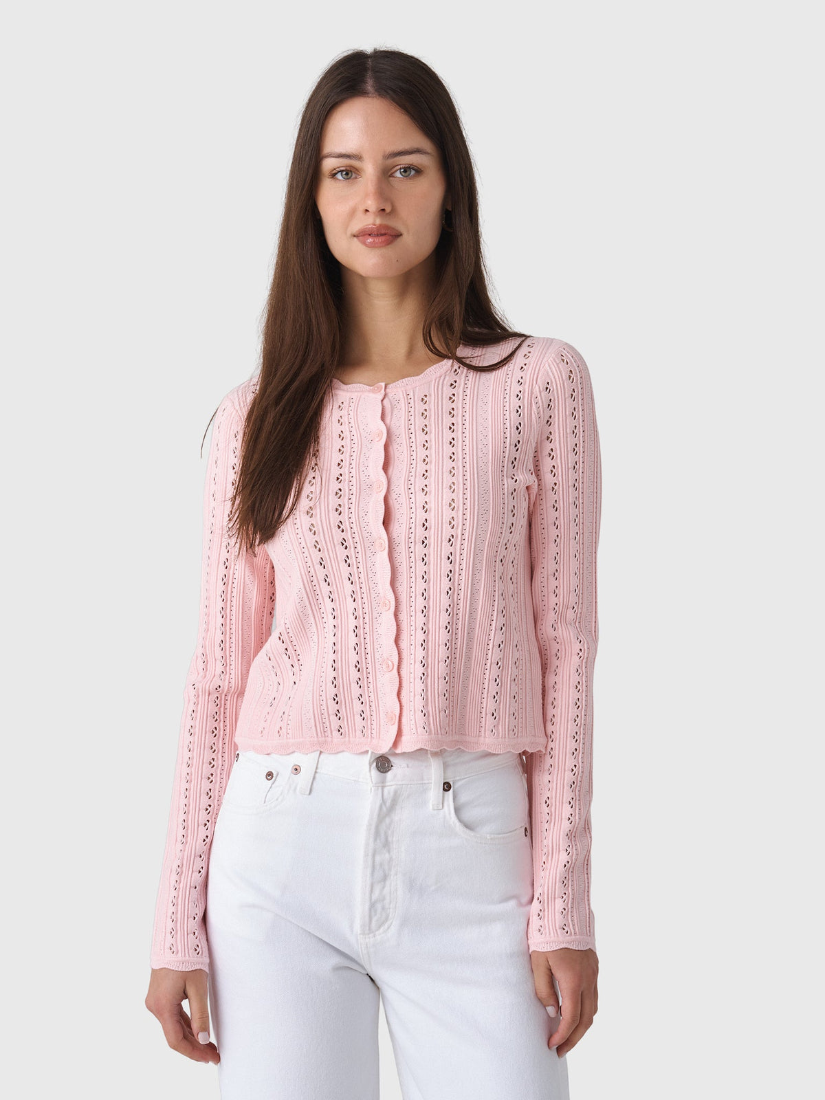 LoveShackFancy Women's Peridot Stretch Pointelle Cardigan
