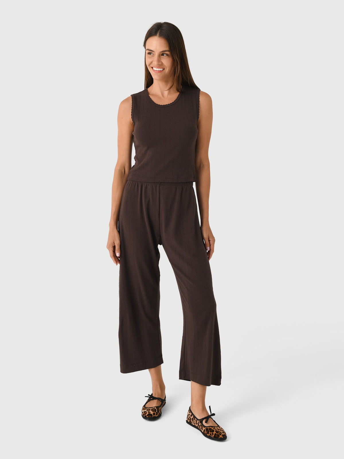 Leset Women's Pointelle Sleeveless Crew