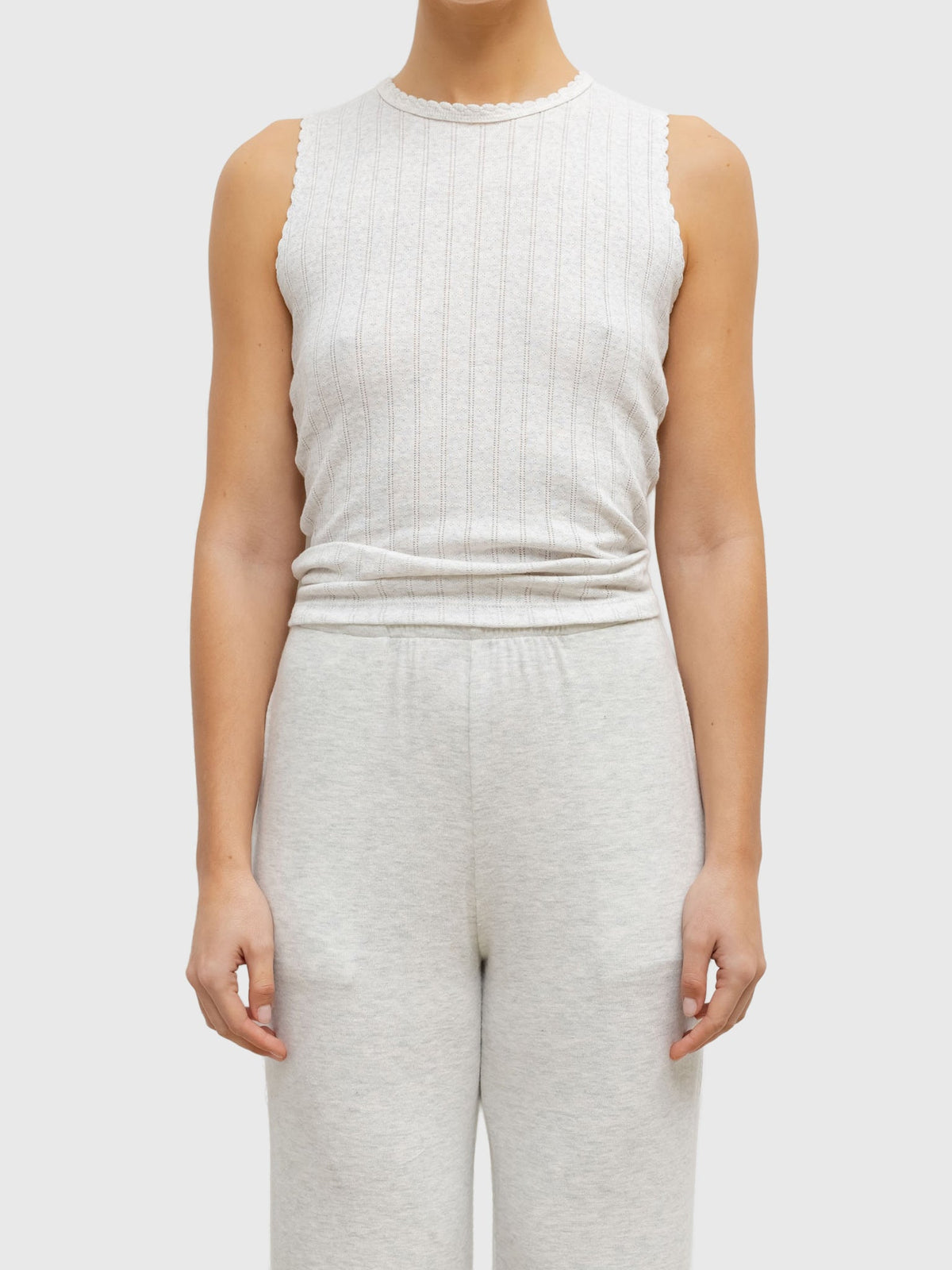Leset Women's Pointelle Sleeveless Crew