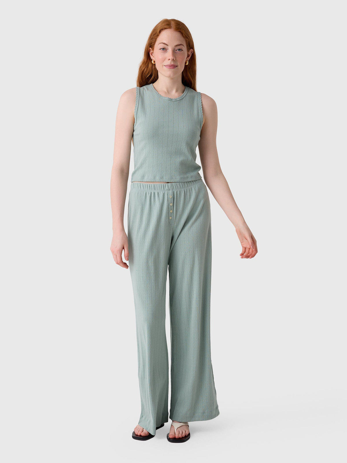 Leset Women's Pointelle Sleeveless Crew