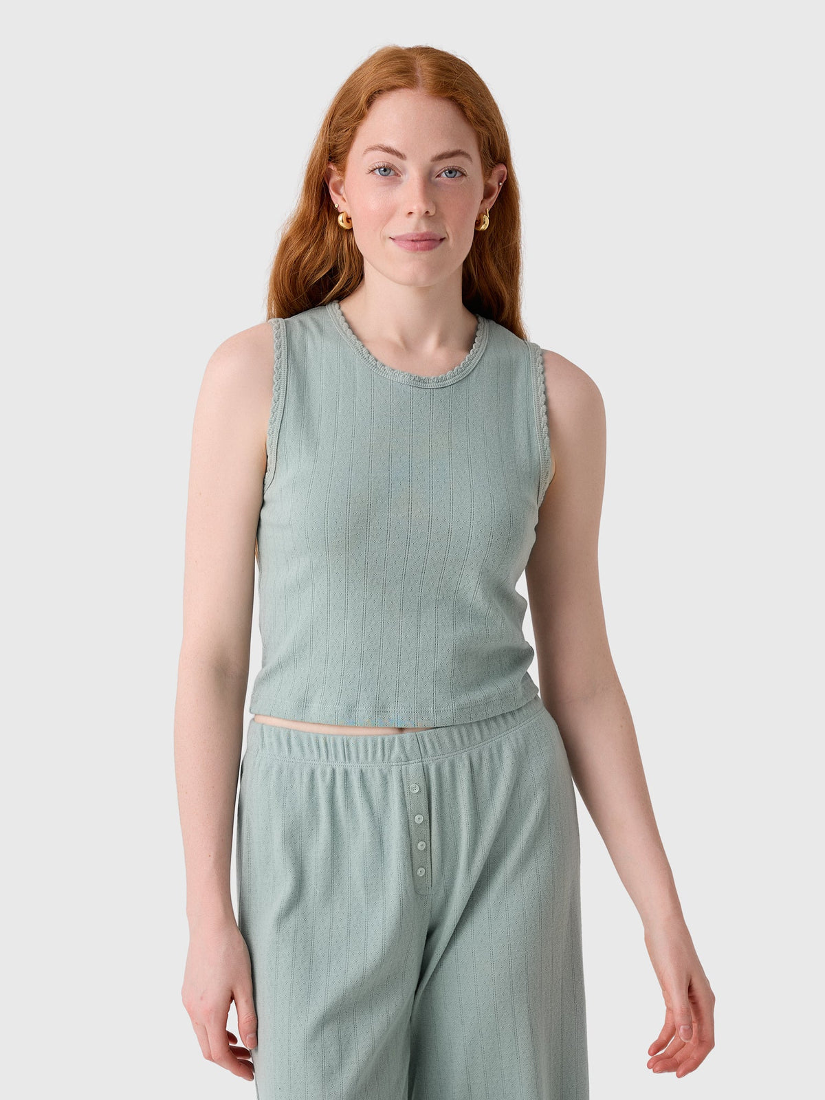 Leset Women's Pointelle Sleeveless Crew