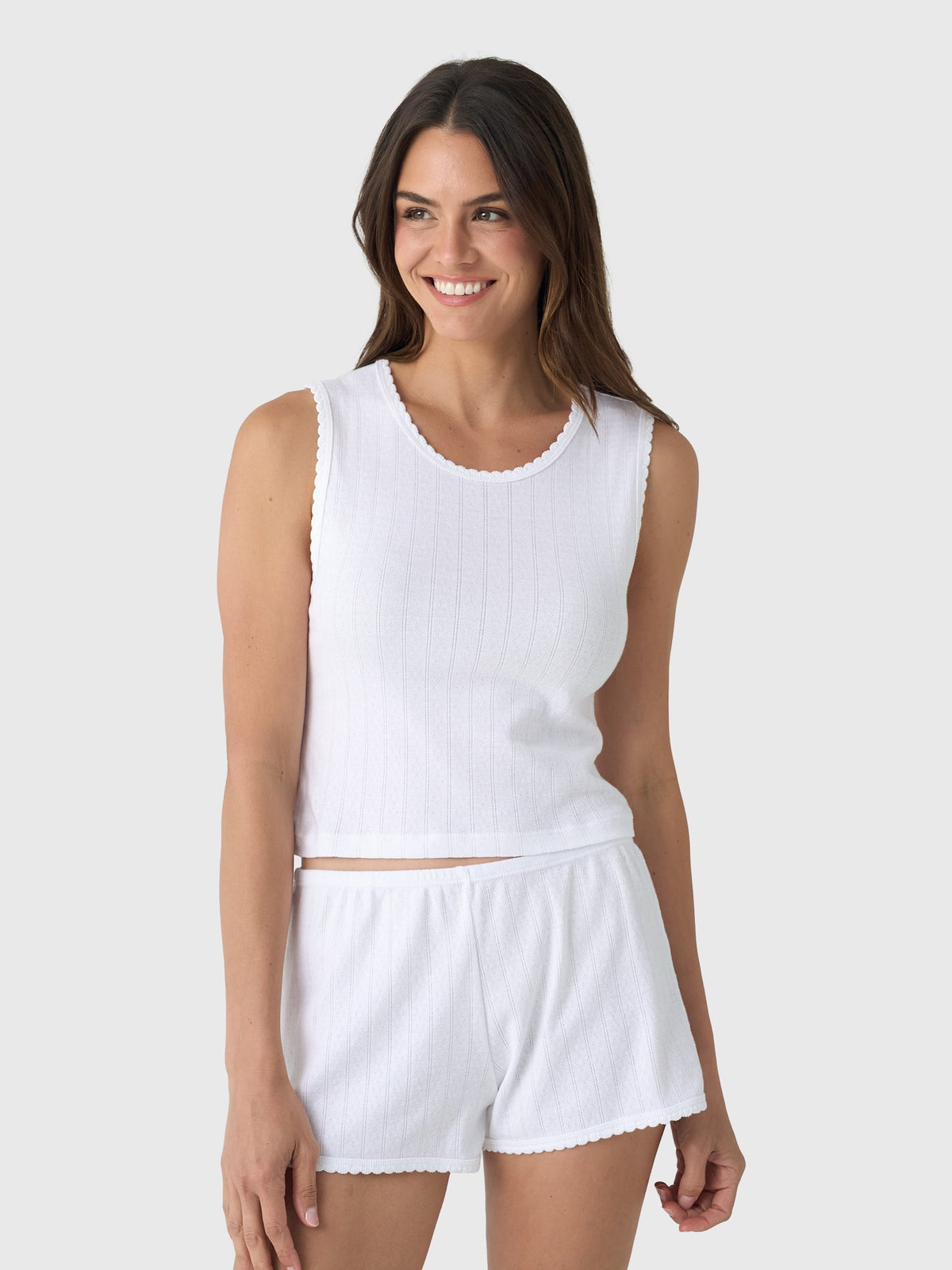Leset Women's Pointelle Sleeveless Crew