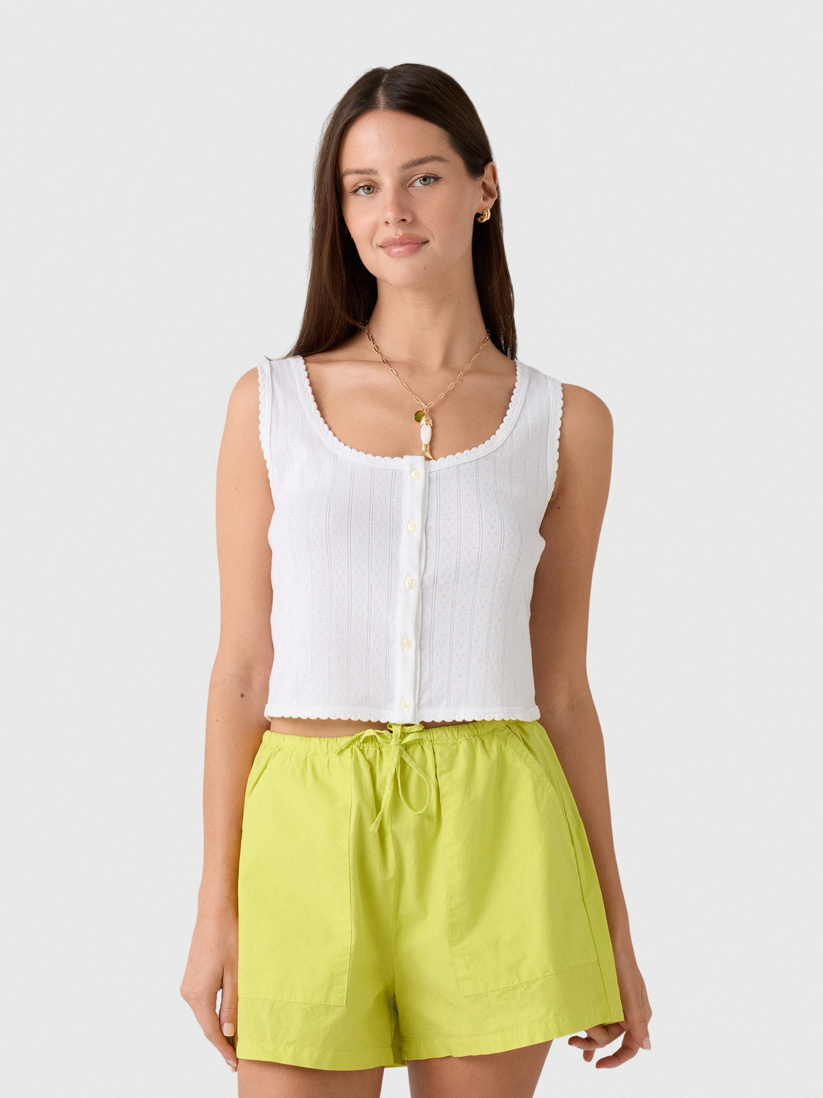 Leset Women's Pointelle Button Down Tank