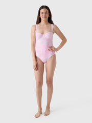 Minnow Women's Blush Gingham One-Piece Swimsuit