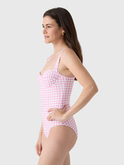 Minnow Women's Blush Gingham One-Piece Swimsuit