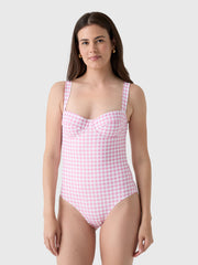 Minnow Women's Blush Gingham One-Piece Swimsuit