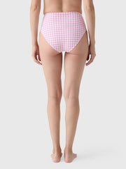 Minnow Women's Blush Gingham High Waist Bikini Bottom