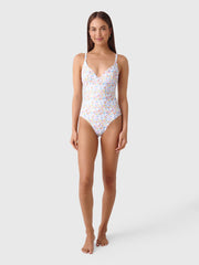 Minnow Women's Jasmine Blossom V-Neck One-Piece Swimsuit