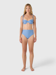 Minnow Women's Navy Picnic Gingham High Waisted Bikini Bottom
