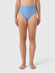 Minnow Women's Navy Picnic Gingham High Waisted Bikini Bottom
