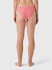 Minnow Women's Cranberry Gingham Mid Rise Bikini Bottom