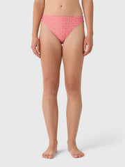 Minnow Women's Cranberry Gingham Mid Rise Bikini Bottom