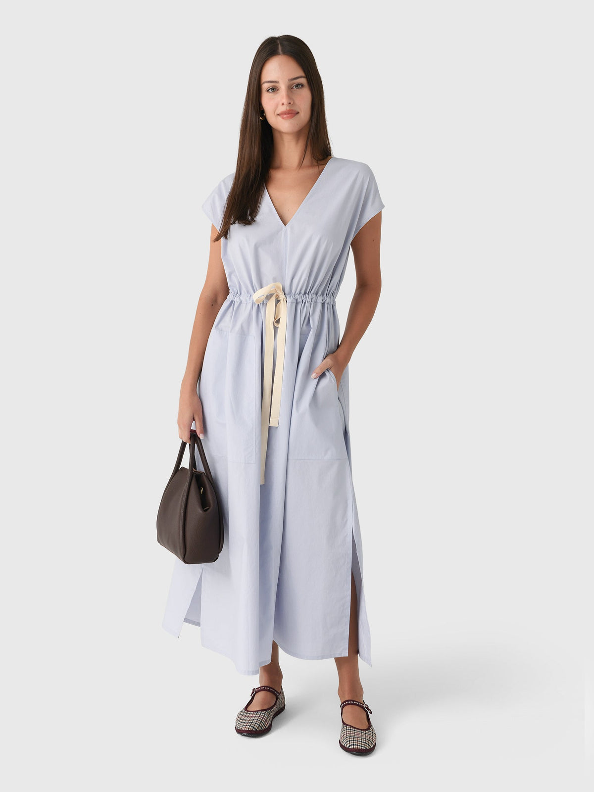 Lee Mathews Women's LM Poplin V-Neck Dress