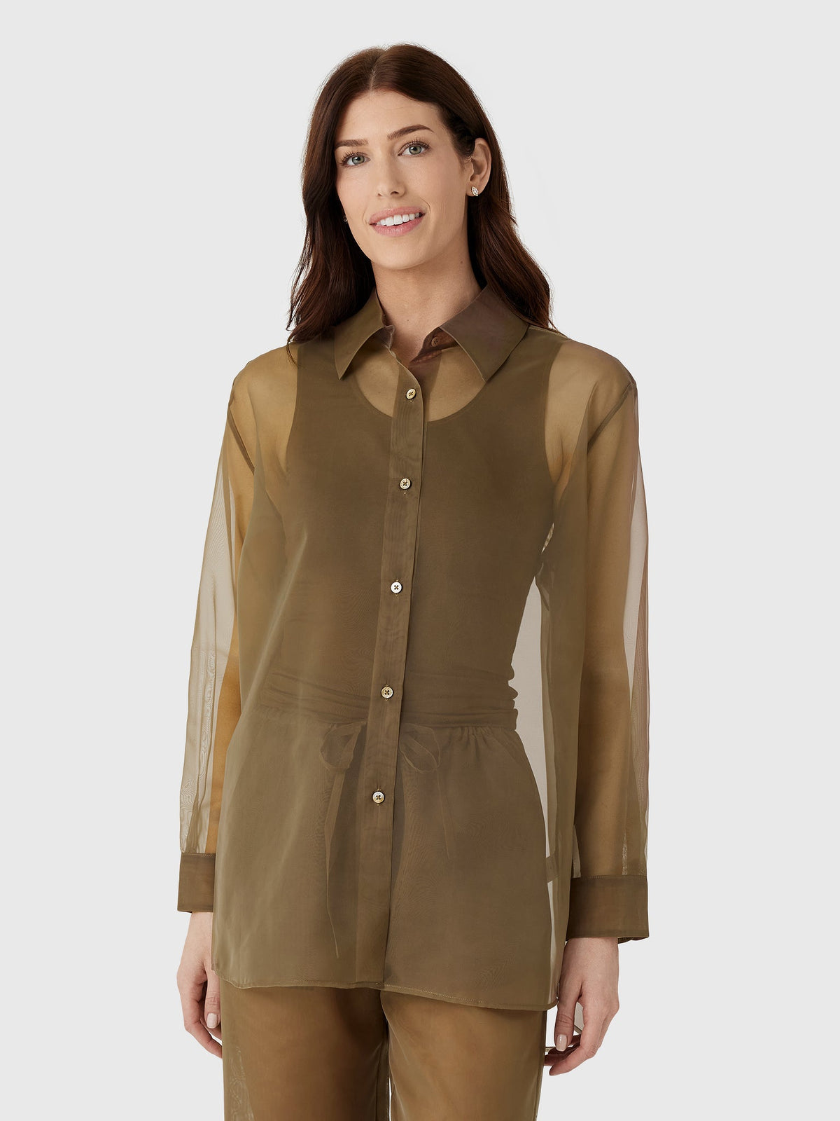 Renggli Women's Organza Button Up Shirt